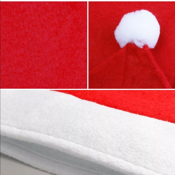 2 Chair Seat Cover Santa Claus Hat Red Pom Pom Christmas Xmas Party Decor NEW - Picture 7 of 10